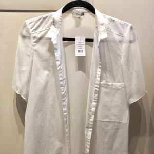 Helmut Lang white cotton/silk combo shirt NWT